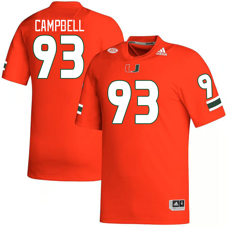 Men #93 Anthony Campbell Miami Hurricanes College Football Jerseys Stitched Sale-Orange - Click Image to Close